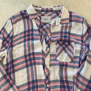 Rails pink white and blue flannel, sz XS